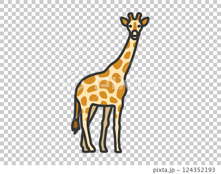 キリン（線画カラー）のイラスト 124352193