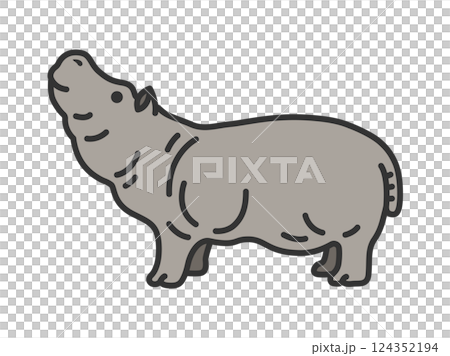 河馬插圖（線描彩色） 124352194