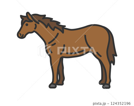 馬（線画カラー）のイラスト 124352196