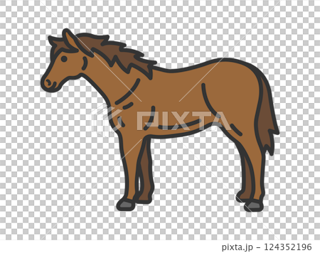 馬的插圖（線描彩色） 124352196