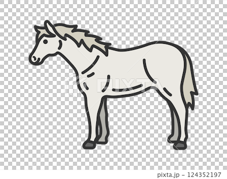 白馬插圖（線描彩色） 124352197