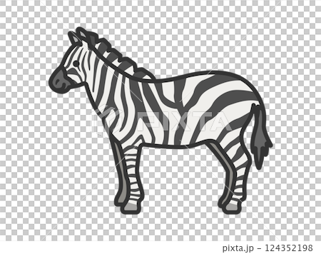 斑馬的插圖（線描顏色） 124352198