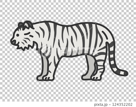白虎插圖（線條描彩色） 124352202