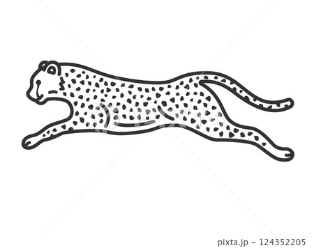 走っている、チーター(線画)のイラスト 走っている、チーター(線画)のイラスト 124352205