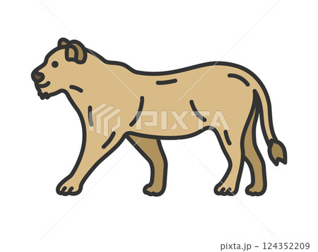 メスライオン（線画カラー）のイラスト 124352209