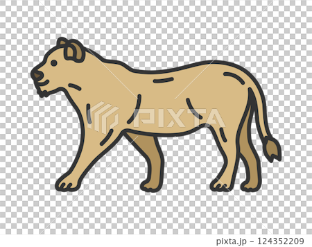 メスライオン（線画カラー）のイラスト 124352209