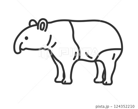 マレーバク（線画）のイラスト 124352210