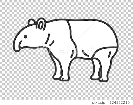 マレーバク（線画）のイラスト 124352210
