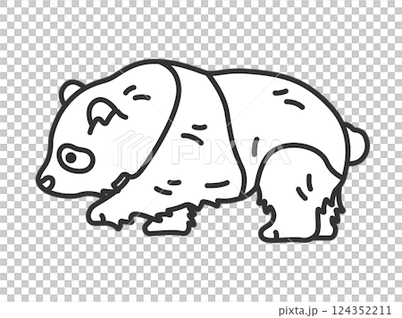 パンダ（線画）のイラスト 124352211
