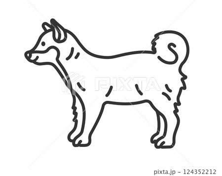 柴犬（線画）のイラスト 124352212