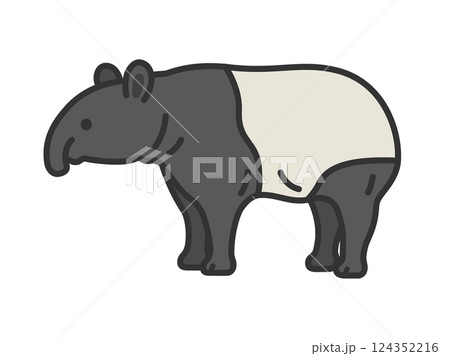 マレーバク（線画カラー）のイラスト 124352216