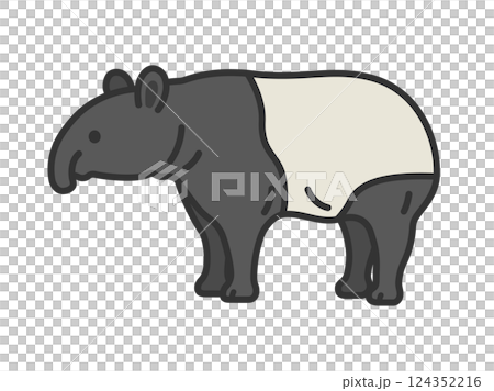 マレーバク（線画カラー）のイラスト 124352216