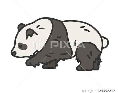 パンダ（線画カラー）のイラスト 124352217
