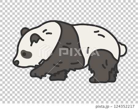 パンダ（線画カラー）のイラスト 124352217