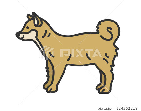 柴犬（線画カラー）のイラスト 124352218