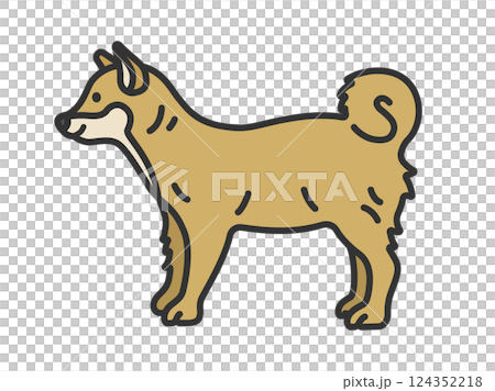柴犬（線画カラー）のイラスト 124352218
