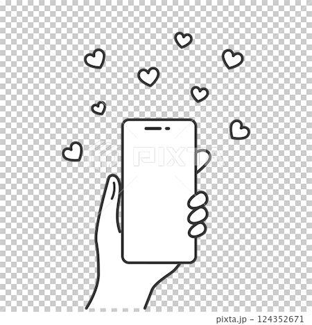 Vector icon of many like notifications for SNS posts (line drawing, monochrome) Vector icon of many like notifications for SNS posts (line drawing, monochrome) 124352671
