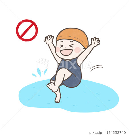 プールに飛び込む子供 124352740