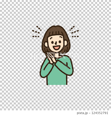 嬉しくて明るい表情をする女性のイラスト 上半身 手書き 嬉しくて明るい表情をする女性のイラスト 上半身 手書き 124352791
