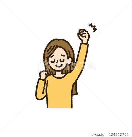 何かに勝利して拳を突き上げる女性のイラスト 上半身 手書き 何かに勝利して拳を突き上げる女性のイラスト 上半身 手書き 124352792