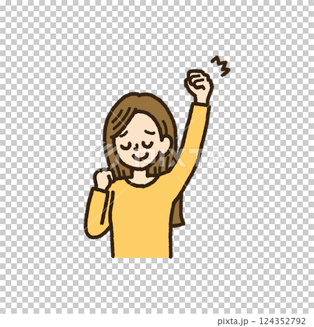 何かに勝利して拳を突き上げる女性のイラスト 上半身 手書き 何かに勝利して拳を突き上げる女性のイラスト 上半身 手書き 124352792