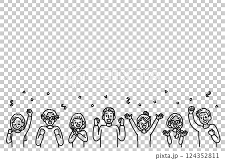 Happy, celebrate, people, multiple, illustration, background, monochrome, handwritten Happy, celebrate, people, multiple, illustration, background, monochrome, handwritten 124352811