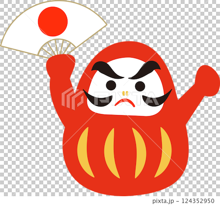 扇子を持つダルマ 124352950