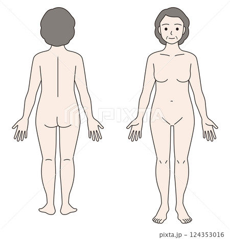 中年女性の全身イラスト 124353016