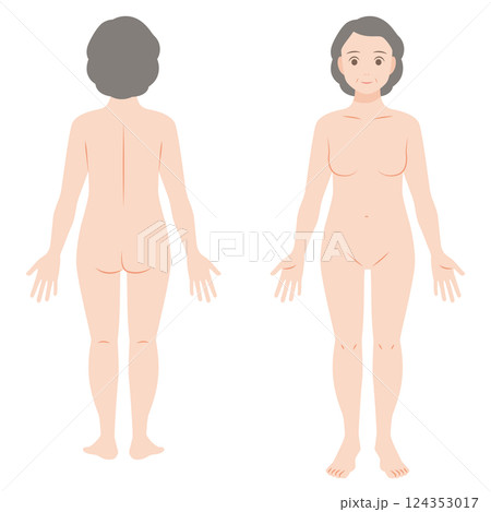 中年女性の全身イラスト 124353017