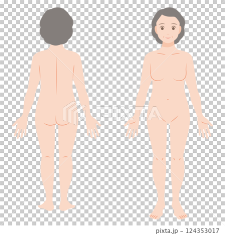 中年女性の全身イラスト 124353017