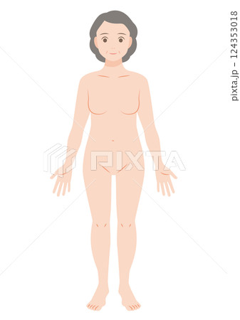 中年女性の全身イラスト　前 124353018