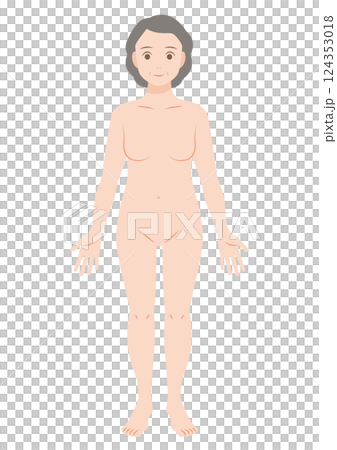 中年女性の全身イラスト　前 124353018