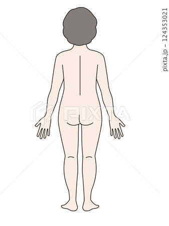 中年女性の全身イラスト　後ろ 124353021