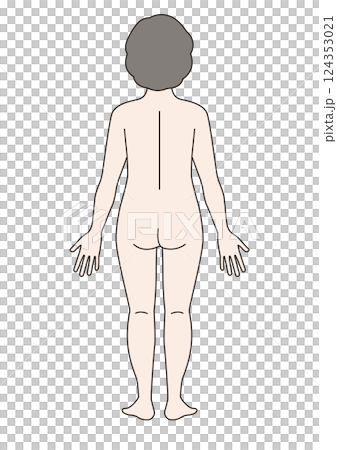 中年女性の全身イラスト　後ろ 124353021