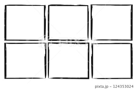 Frame Photo grunge texture Overlay effect set. six black squares. Design for social media flyer poster screen print card background. Vector illustration. Frame Photo grunge texture Overlay effect set. six black squares. Design for social media flyer poster screen print card background. Vector illustration. 124353024