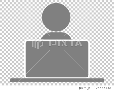 操作計算機的人的輪廓圖標 124353438