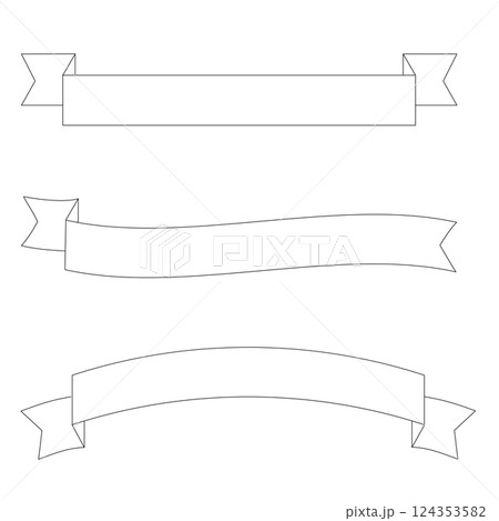アイコンやあしらいに使えるシンプルでかわいいリボンフレーム 124353582