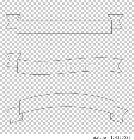 アイコンやあしらいに使えるシンプルでかわいいリボンフレーム 124353582