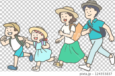 一家人跑出去的插圖 124353837
