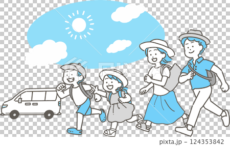 一家人夏季駕車/旅行的插圖 124353842