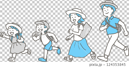 奔跑的夏季家庭插畫集 124353845