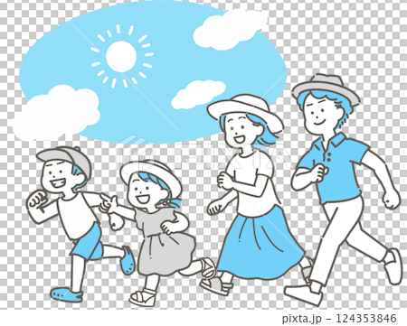 一家人夏天外出的插圖 124353846