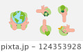 Set of Hand Holding green earth.  Eco friendly icons. Sustainability, ecology and environment Development concept. Vector Illustration. 124353928