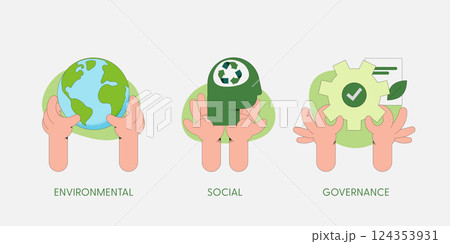 ESG as environmental, social and governance concept.Sustainable of Green ecology and alternative renewable energy. Flat Vector illustration. 124353931