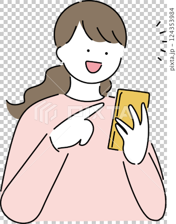 スマホで調べ物をするお母さん「あった!」 スマホで調べ物をするお母さん「あった!」 124353984