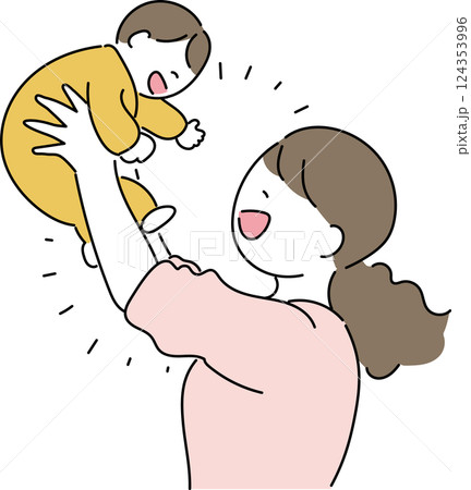 高い高いをするお母さん 124353996