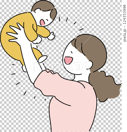 高い高いをするお母さん 124353996