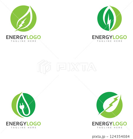 eco energy with leaf vector logo template 124354084