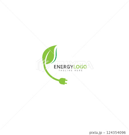 eco energy with leaf vector logo template 124354096