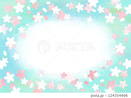 桜の花びら舞い散るフレーム 124354406